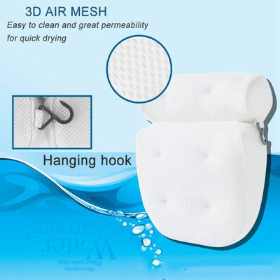 3D Mesh Bath Pillow with 6 Suction Cups