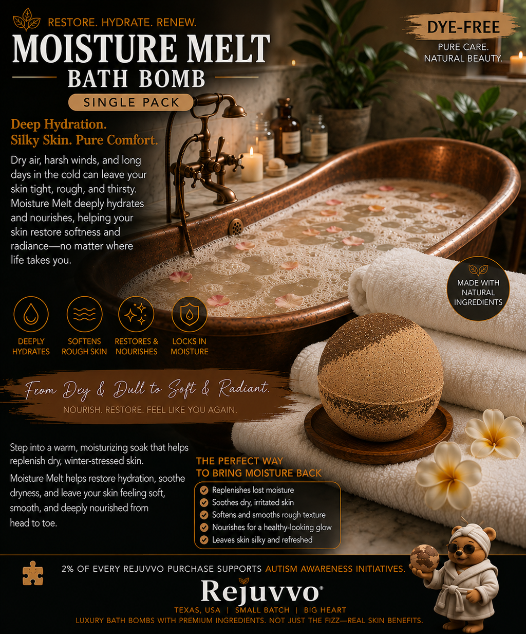 Moisture Melt Bath Bomb | Dye-Free Wellness Series