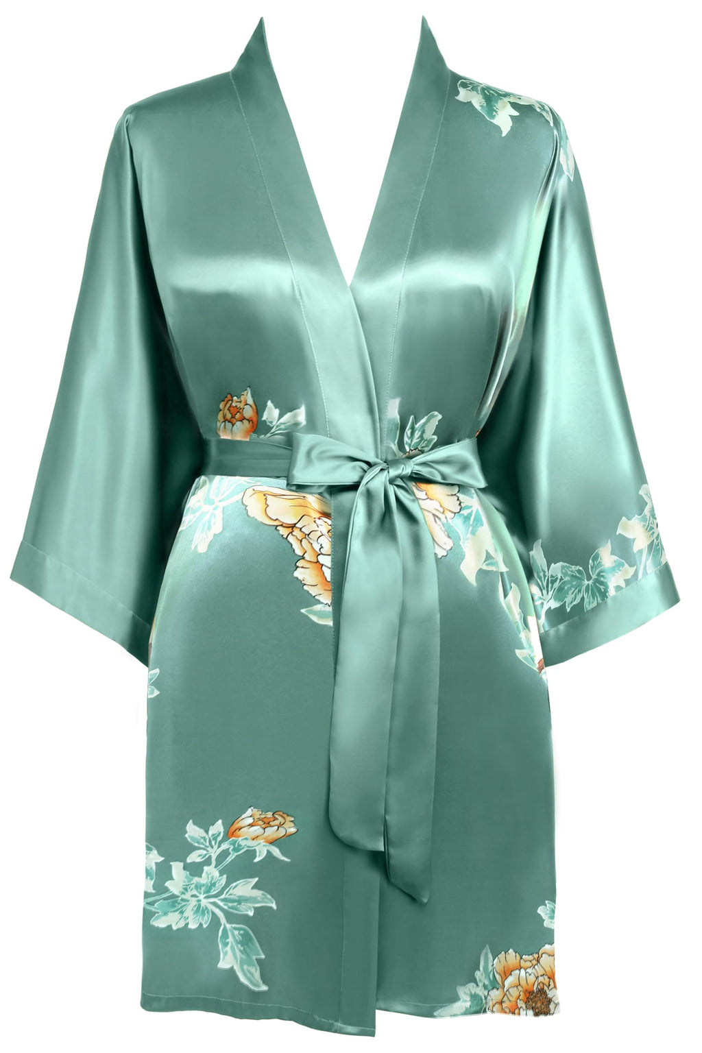 BABEYOND Short Kimono Bath Robe Blouse Satin Silky Kimono Cover Up Loose Cardigan Sleepwear Wedding Robe