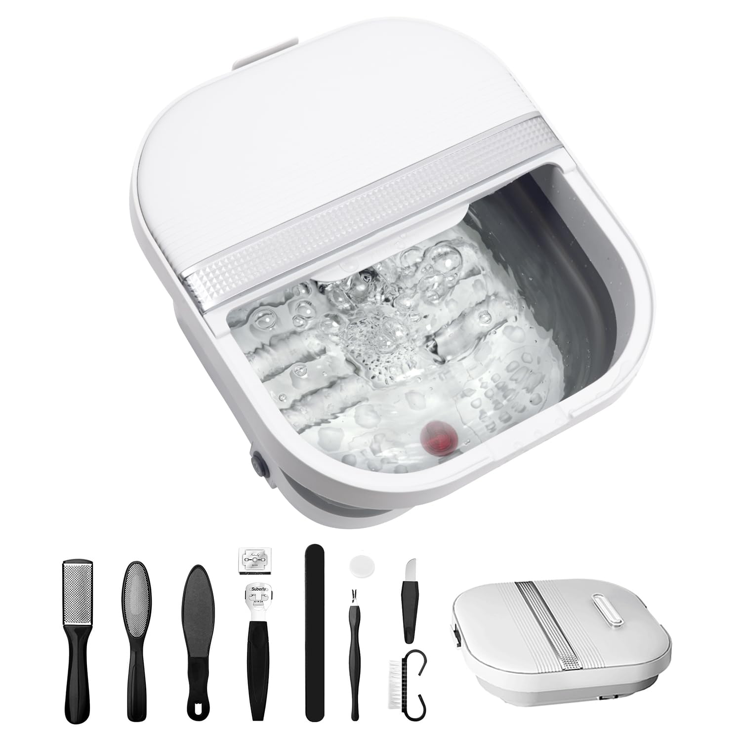 ACKLEAP Collapsible Foot Spa Bath with Heat and Massage Rollers Foot Bath with Acupressure Massage PointsRed LightFoldable Foot Spa with Smart Heating for Home Spa Use for Chirstmas Gift